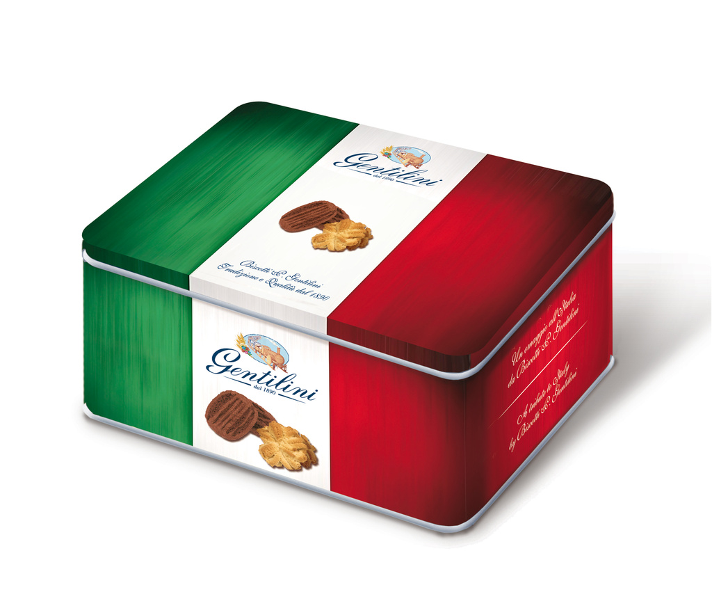 Sušenky s kakaem a citrusy Gentilini 500g - Dárková krabice - plech 